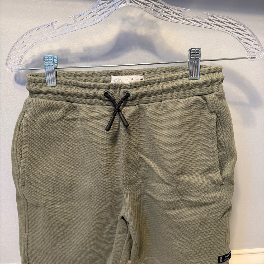Zara Kids Green Khaki Drawstring Shorts